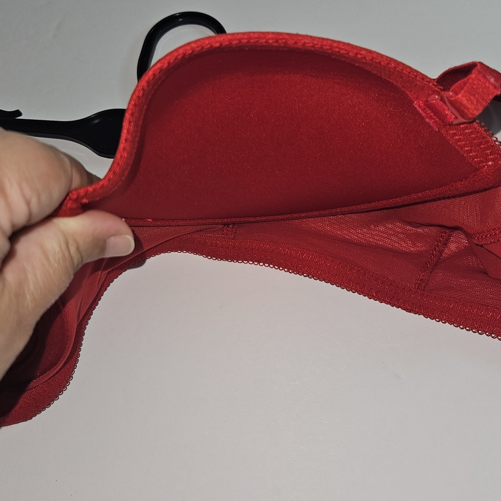 Tommy Hilfiger Red Women's Bra 34B Push Up Logo Mesh 5 Hoock Adjustable Sraps - Picture 14 of 15